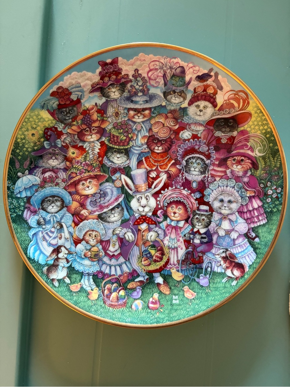 Franklin Mint Easter Purrade Cats Bill Bell Collector Plate